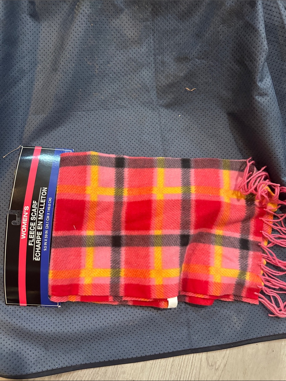 Women’s Plaid Fleece Scarf - Pink & Red